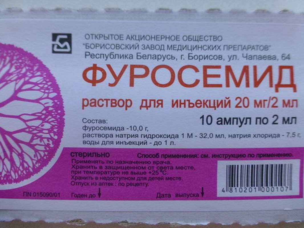Furosemide (Furosemidum) injection 20mg 10 vials, 2ml per ampul buy online